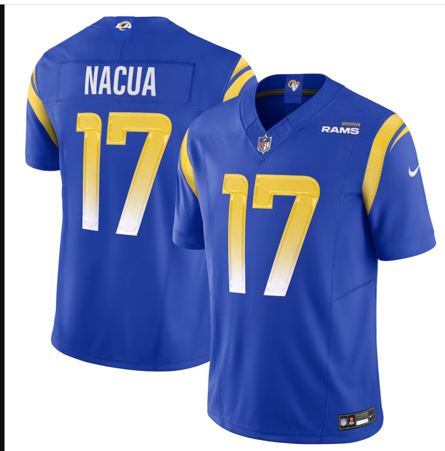 Men Los Angeles Rams #17 Nacua blue 2024 Nike Vapor Limited NFL Jersey style 1->denver nuggets->NBA Jersey